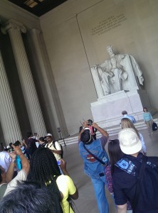 The Lincoln Memorial and tourists