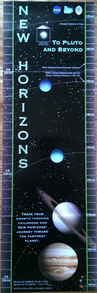 Part of the New Horizons education and public outreach offerings included a growth chart. My kids didn't hit the bottom of the chart at the time, being  3 months old and two-and-a-half years old at the time. They're 9 and 12 now.