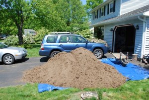 Five cubic yards, in dirt form 
