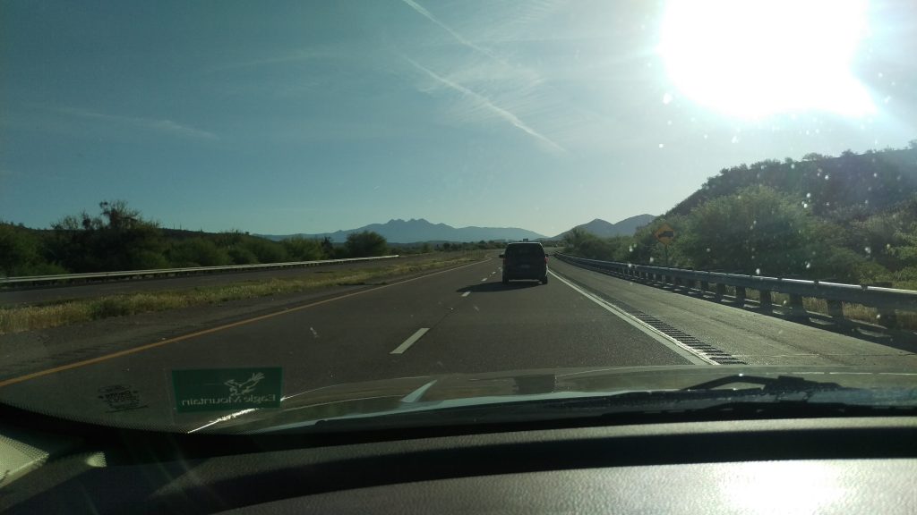 Departed Fountain Hills at 7:30 a.m.; Four Peaks in the background