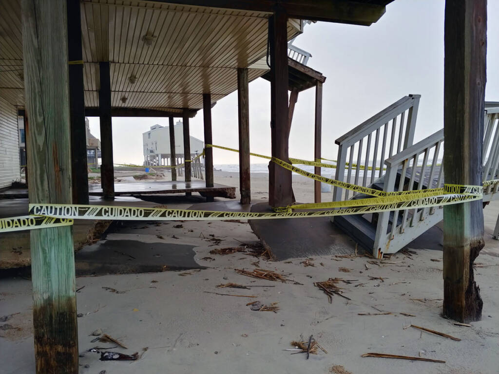 Galveston Beach house falling into the sea