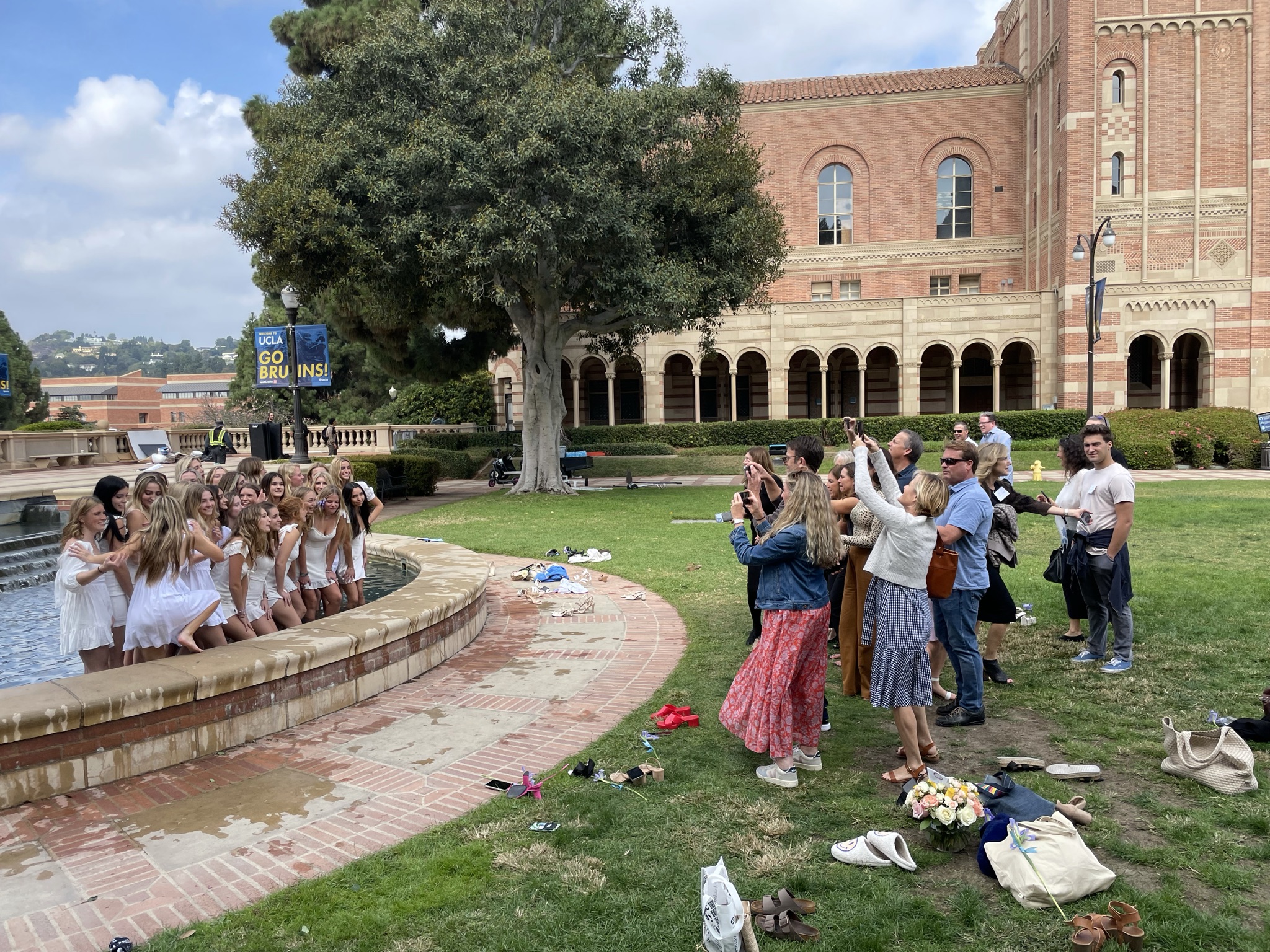 Kappa Kappa Gamma pledges in UCLA Shapiro Fountain fall 2021