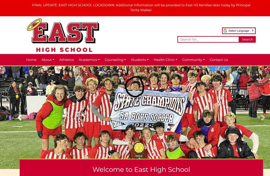 Denver East High School homepage March 22 2023