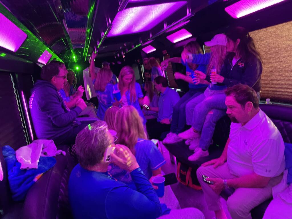 View inside a party bus.